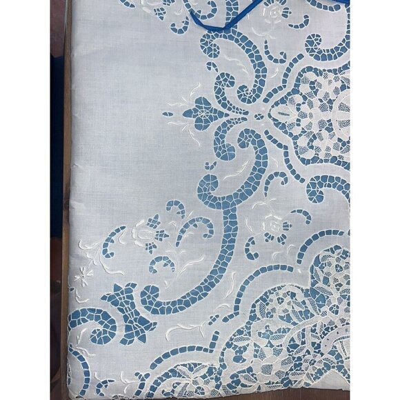 COPY - Vintage Crochet White Tablecloth 105x72 New - Picture 2 of 5